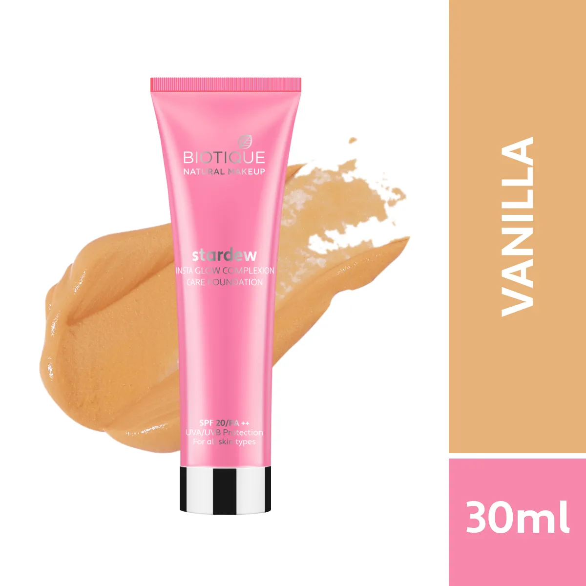 Biotique Natural Makeup Stardew Insta Glow Foundation, Biscuit, 30ml