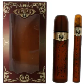 Cuba Men's Perfume Gift Set - Gold Woody Aromatic Fragrance EDT Spray, 2 Piece