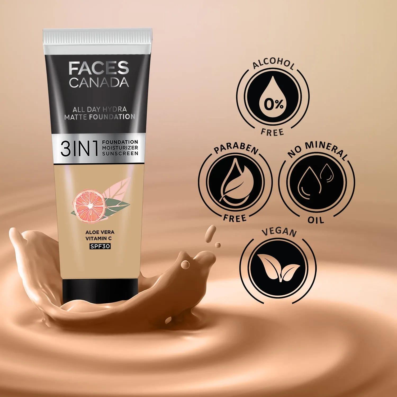 FACES CANADA All Day Hydra Matte Foundation Honey Beige 031 15ml