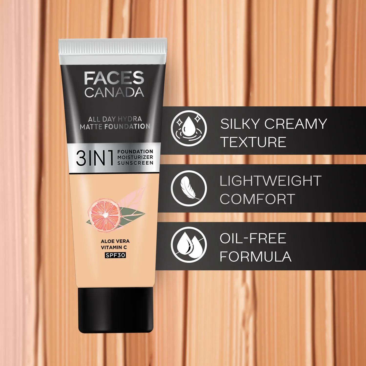 FACES CANADA All Day Hydra Matte Foundation Honey Beige 031 15ml