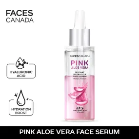 FACES CANADA Pink Aloe Vera Instant Hydration Face Serum, 27ml | Hyaluronic Acid & Vitamin E | Biphasic Formula For All Skin Types | Lightweight, Skin Tightening For Bright, Radiant Skin