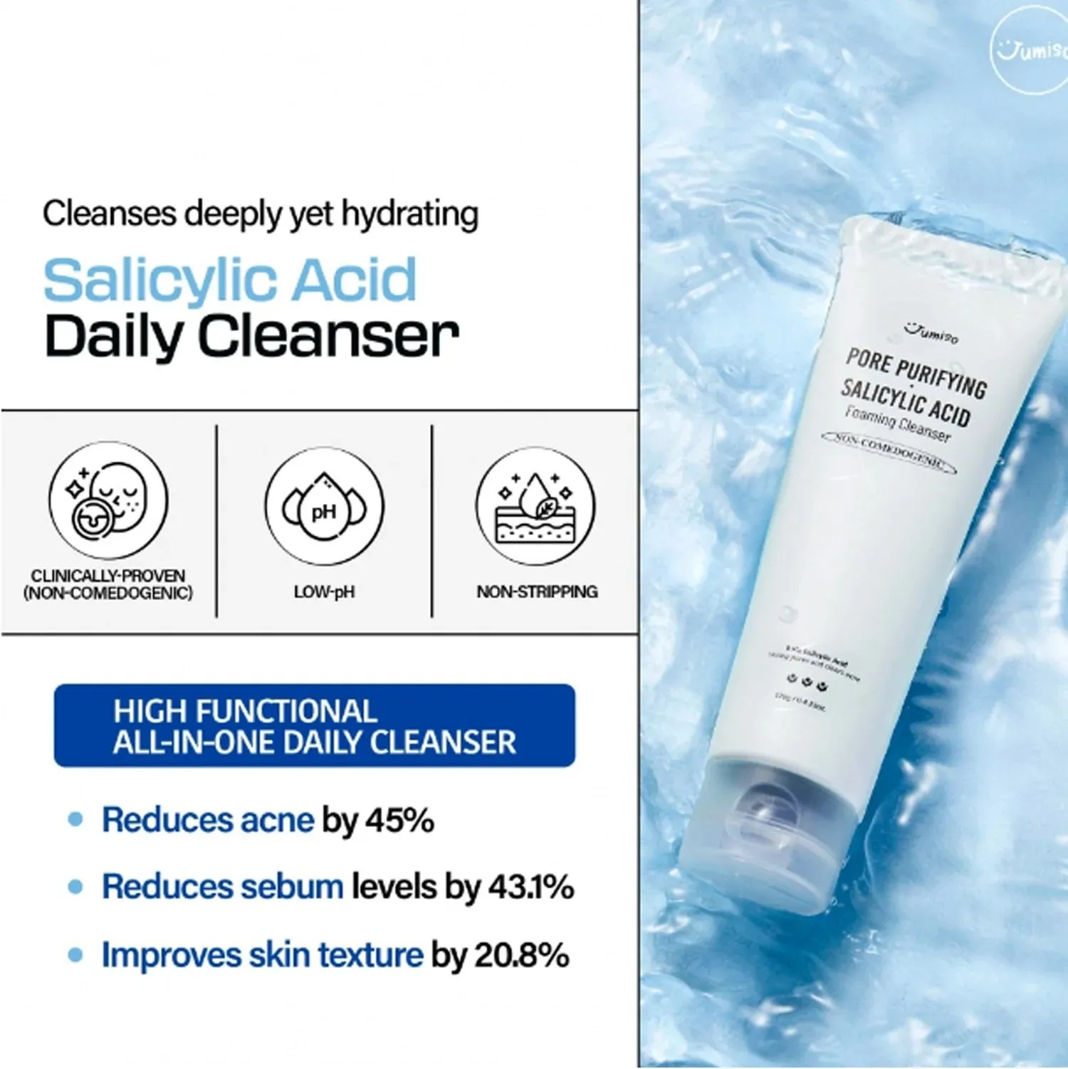 JUMISO Pore Purifying Salicylic Acid Foaming Cleanser 120g