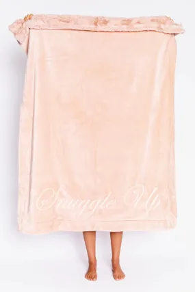 Luxe Plush Embroidered Blanket in Blush