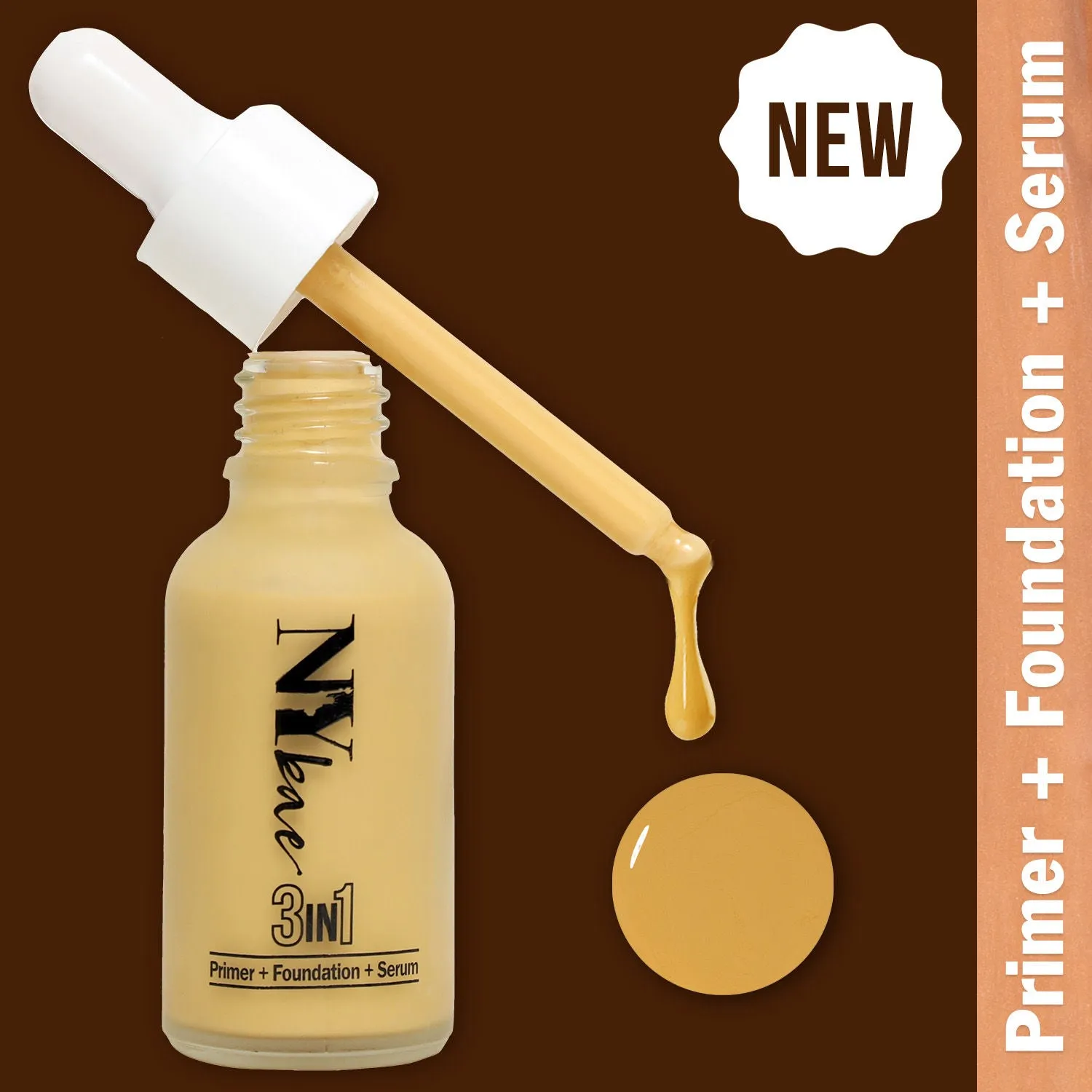 NY Bae 3 in 1 Primer   Foundation   Serum - Warm Vanilla 01 (30 ml) | Very Fair | Warm Undertone | Natural Finish | Medium Coverage