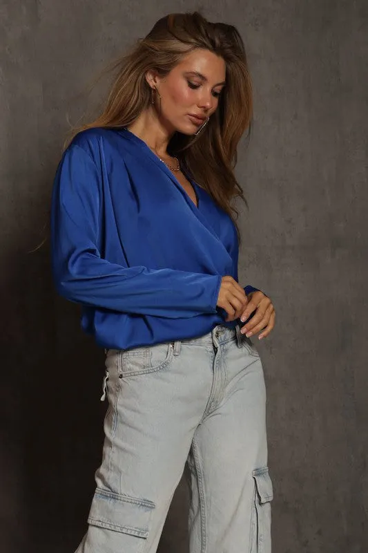 Satin Blouse in Blue