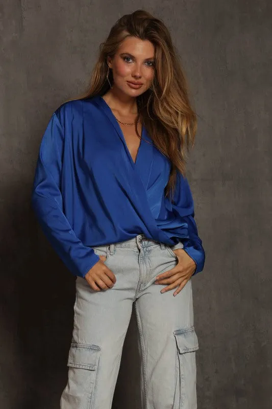 Satin Blouse in Blue