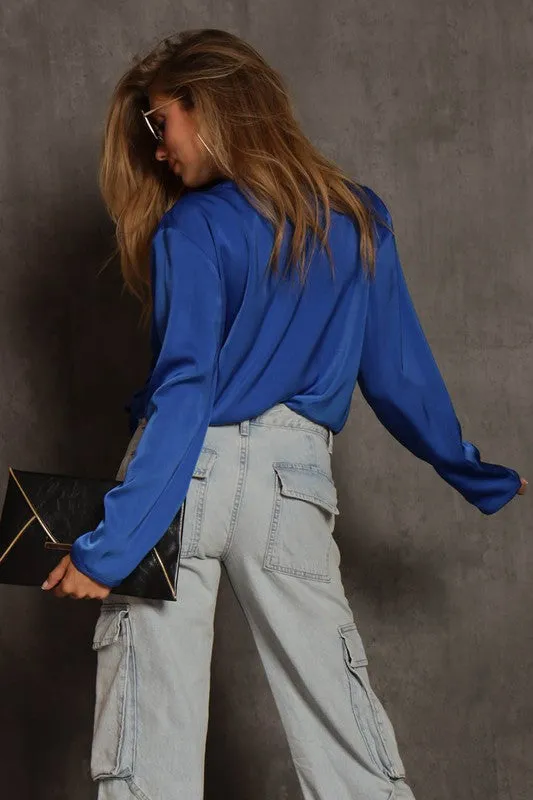 Satin Blouse in Blue