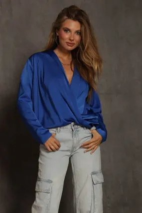 Satin Blouse in Blue
