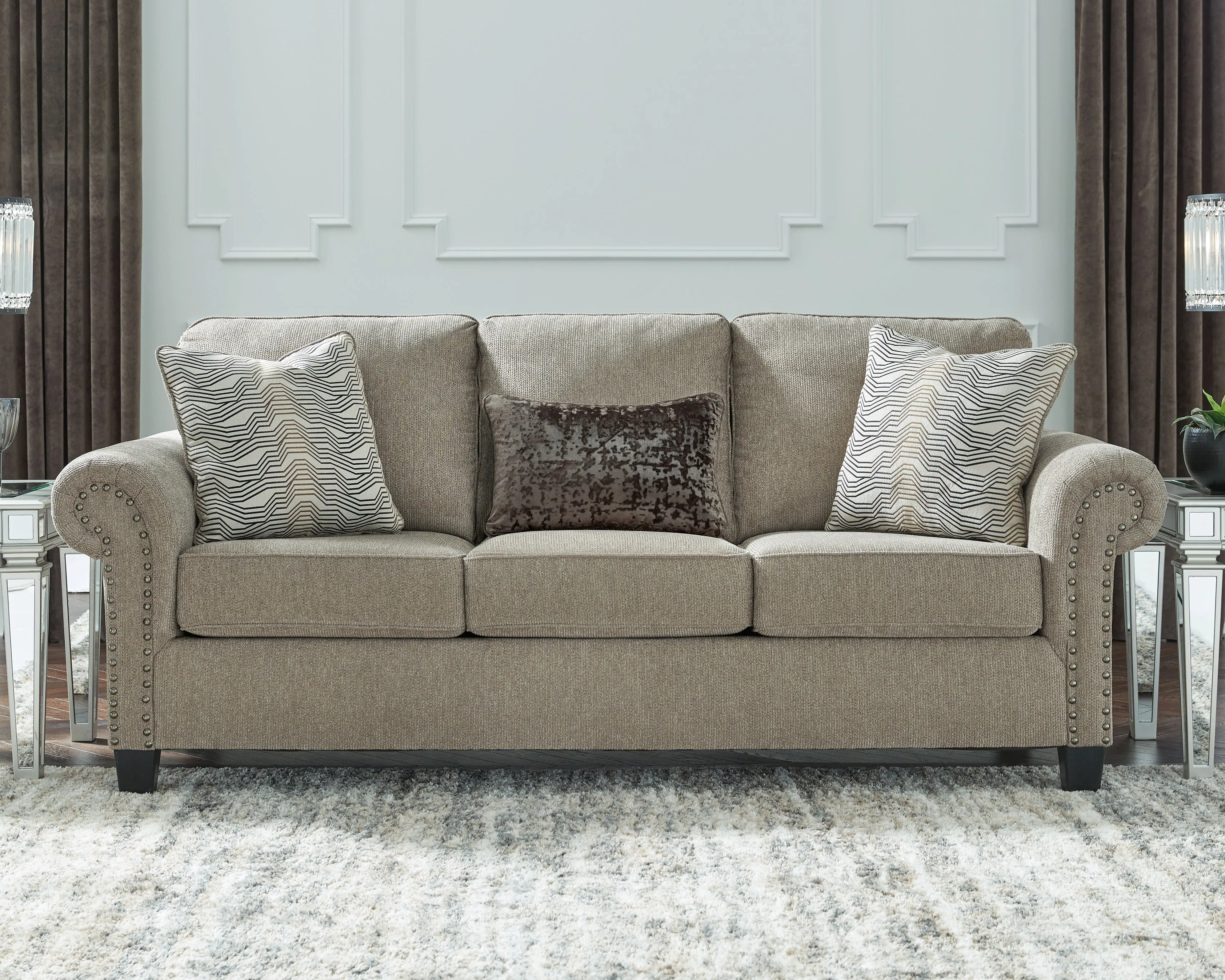 Shewsbury Sofa and Loveseat in Pewter