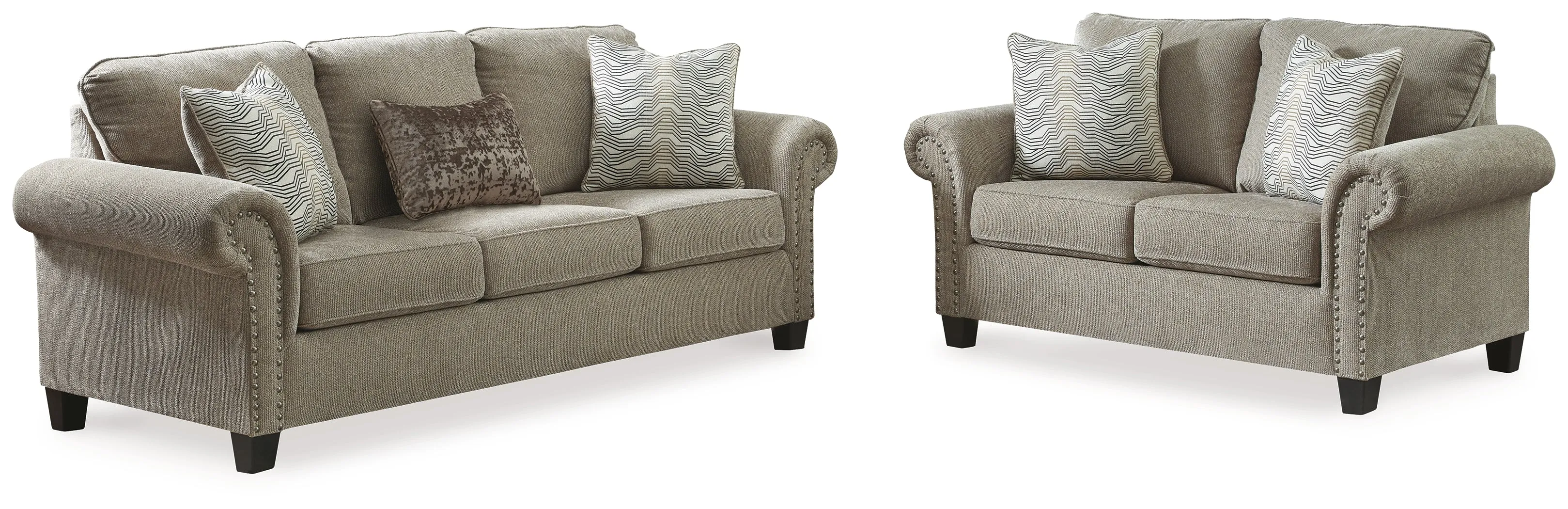 Shewsbury Sofa and Loveseat in Pewter