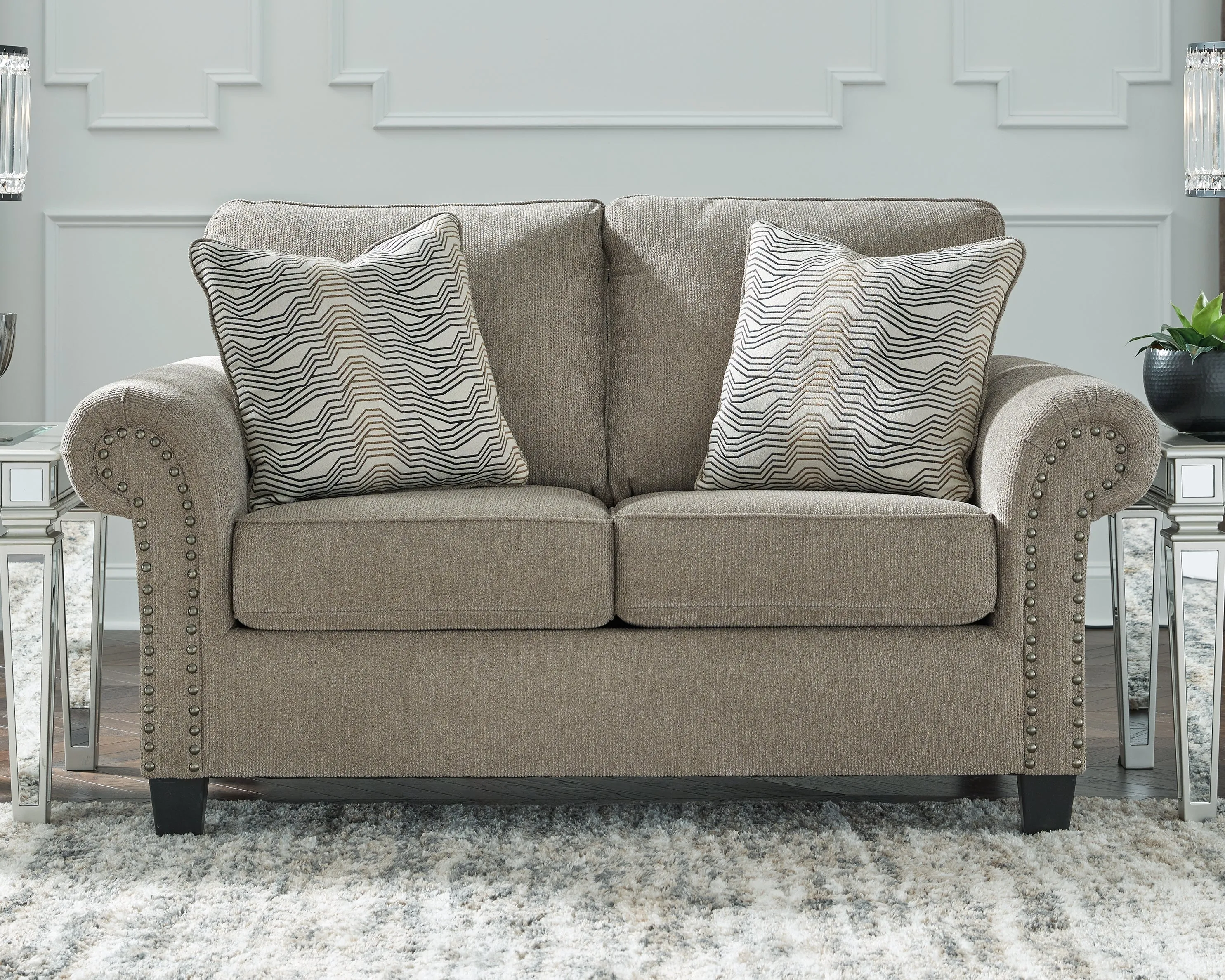 Shewsbury Sofa and Loveseat in Pewter