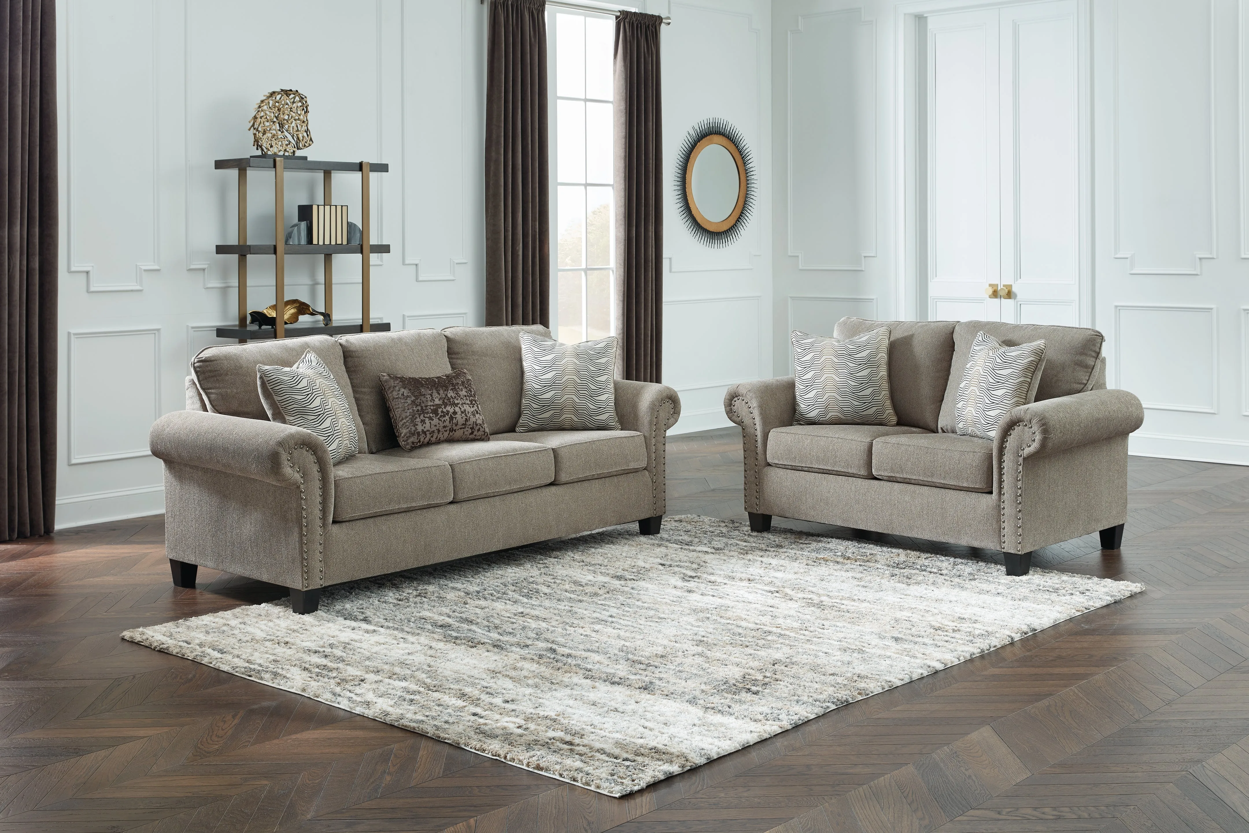 Shewsbury Sofa and Loveseat in Pewter